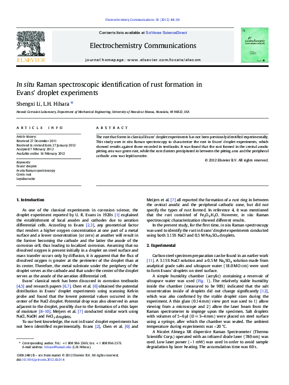 (PDF) In situ Raman spectroscopic identification of rust formation in ...