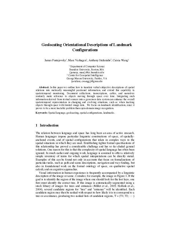 (PDF) Geolocating Orientational Descriptions of Landmark Configurations