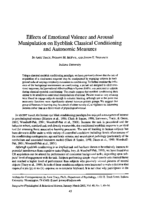 (PDF) Effects of emotional valence and arousal manipulation on eyeblink ...