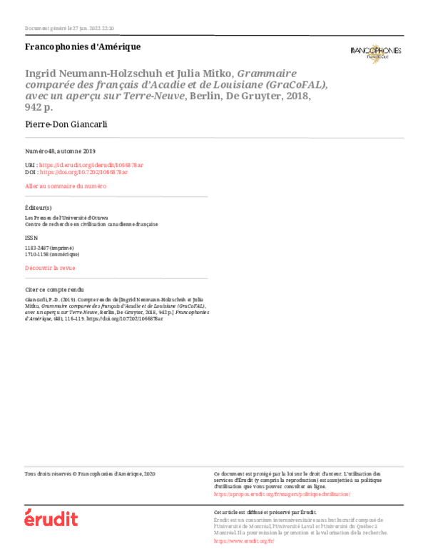 (PDF) Ingrid Neumann-Holzschuh et Julia Mitko, Grammaire comparée des ...