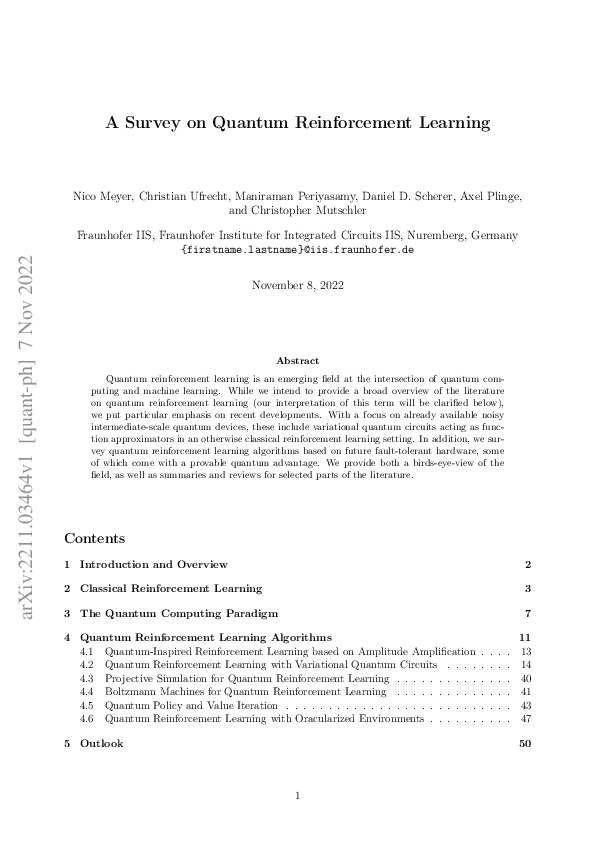 QUANTUM REINFORCEMENT LEARNING SURVEY visual data 7