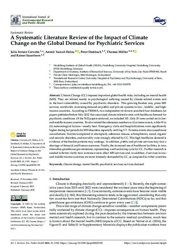 (PDF) A Systematic Literature Review of the Impact of Climate Change on ...