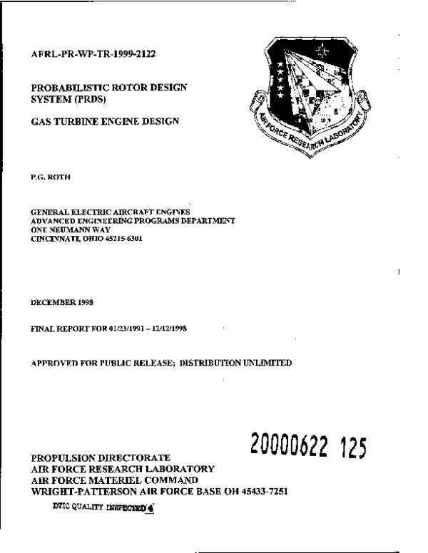 (PDF) AFRL-PR-WP-TR-1999-2122 PROBABILISTIC ROTOR DESIGN SYSTEM (PRDS)