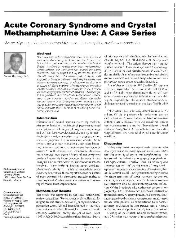 (PDF) Acute coronary syndrome and crystal methamphetamine use: a case ...