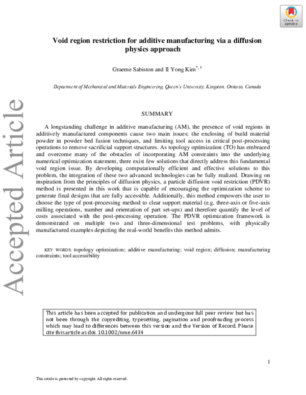 (PDF) Void region restriction for additive manufacturing via a ...