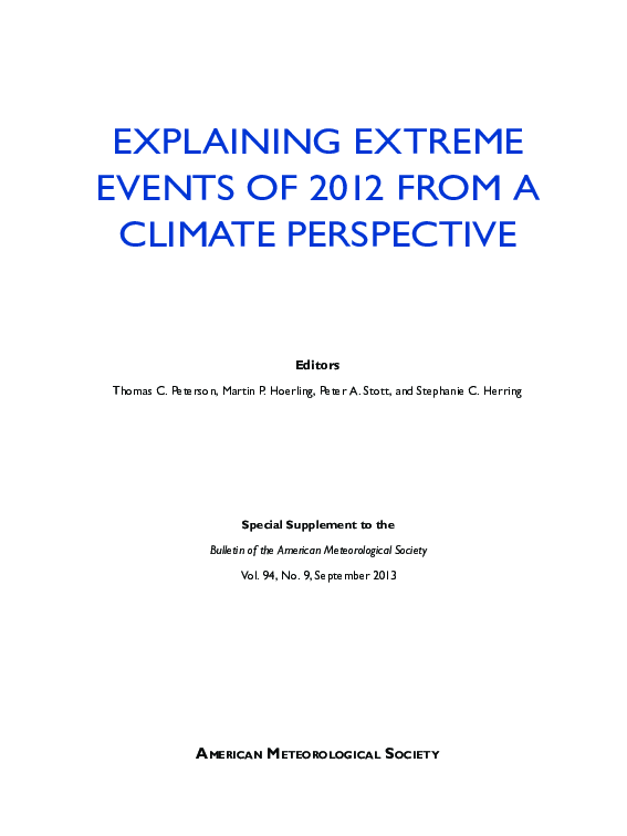(PDF) Explaining Extreme Events of 2012 from a Climate Perspective