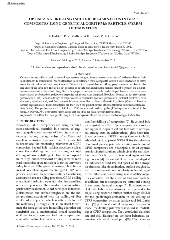 (PDF) Optimizing Drilling Induced Delamination in GFRP Composites using ...