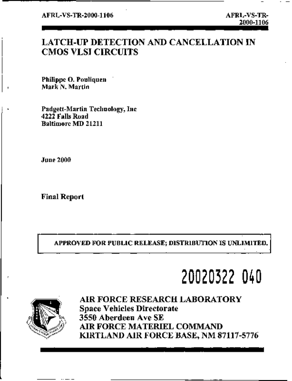 (PDF) LatchUp Detection and Cancellation in CMOS VLSI Circuits Mark