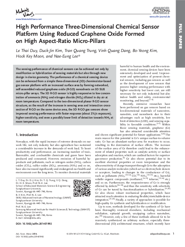 (PDF) High Performance Three-Dimensional Chemical Sensor Platform Using ...