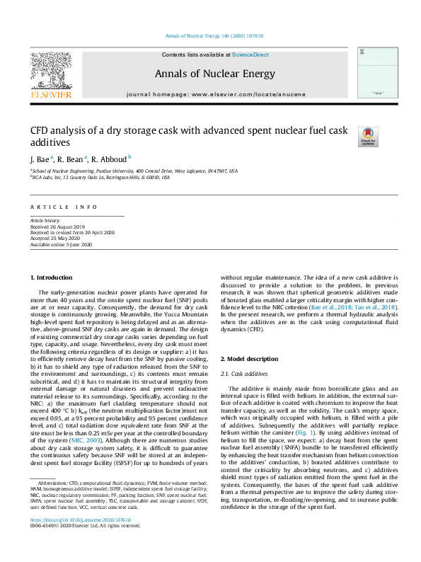 (PDF) CFD analysis of a dry storage cask with advanced spent nuclear ...