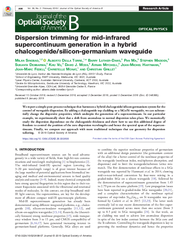 (PDF) Dispersion trimming for mid-infrared supercontinuum generation in ...