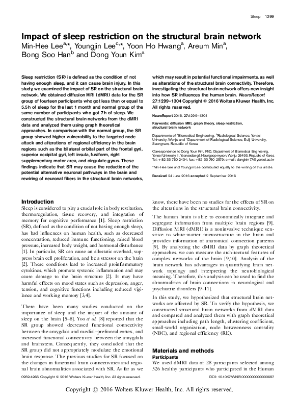 (PDF) Impact of sleep restriction on the structural brain network