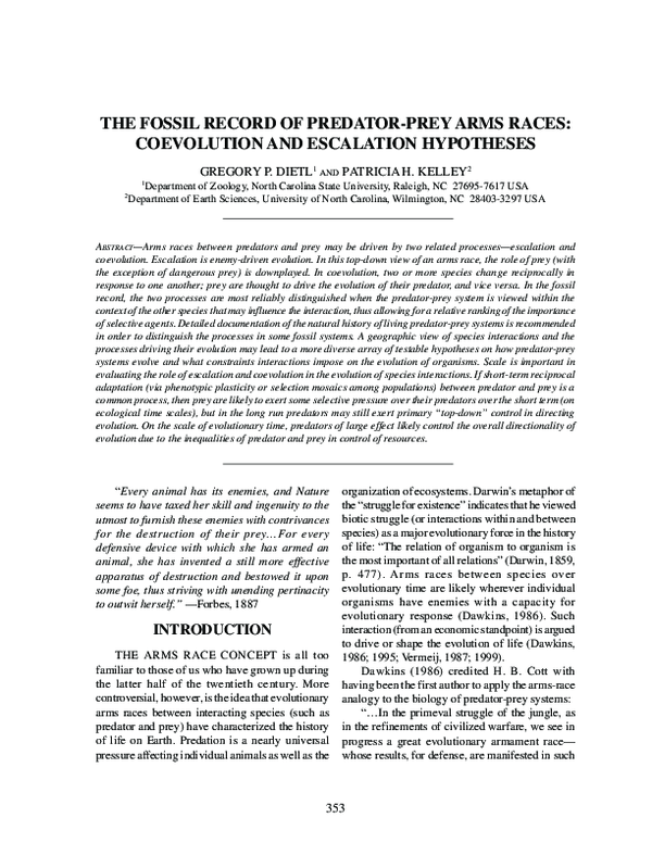 (PDF) The Fossil Record of Predator-Prey Arms Races: Coevolution and ...