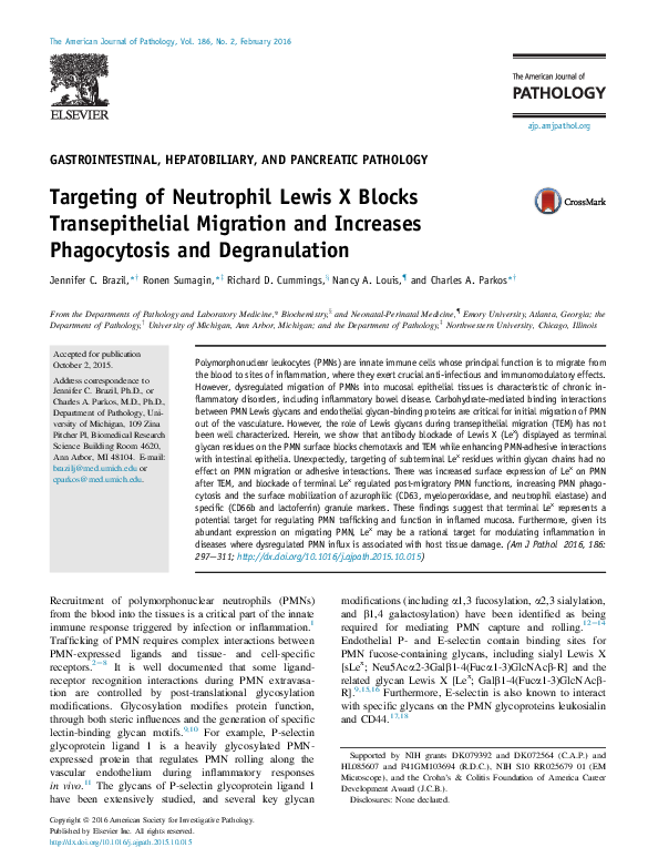 (PDF) Targeting of Neutrophil Lewis X Blocks Transepithelial Migration ...