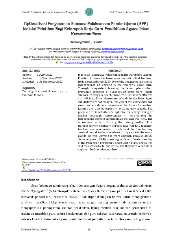 (PDF) Optimalisasi Penyusunan Rencana Pelaksanaan Pembelajaran (RPP ...