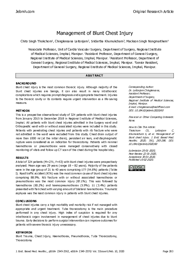 (PDF) Management of Blunt Chest Injury