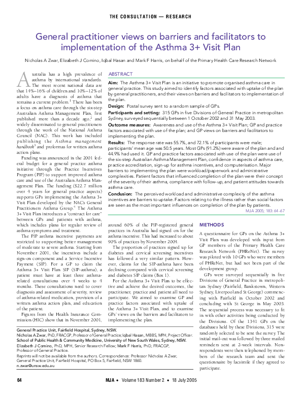 (PDF) General practitioner views on barriers and facilitators to ...
