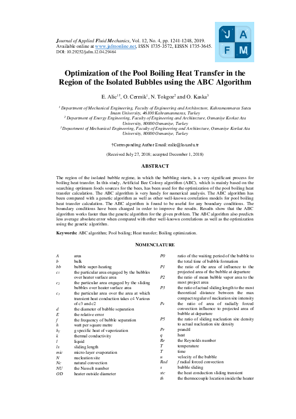(PDF) Optimization of the Pool Boiling Heat Transfer in the Region of ...