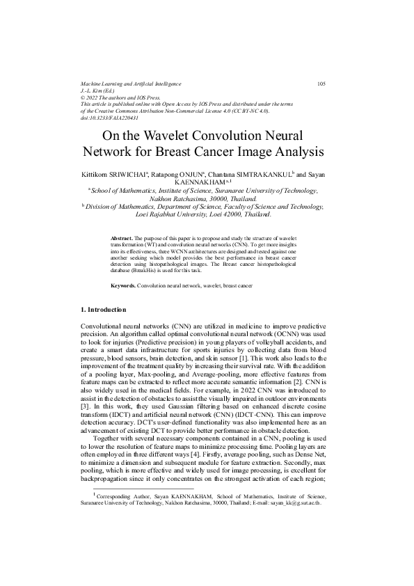 (PDF) On the Wavelet Convolution Neural Network for Breast Cancer Image ...