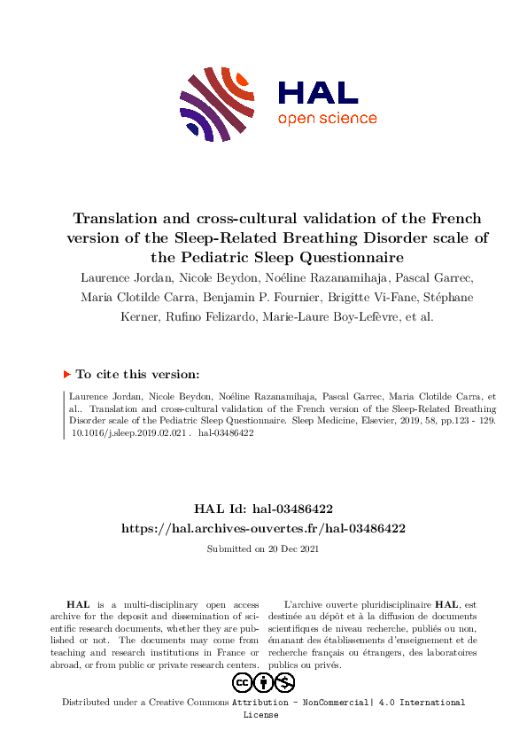 (PDF) Translation and crosscultural validation of the French version