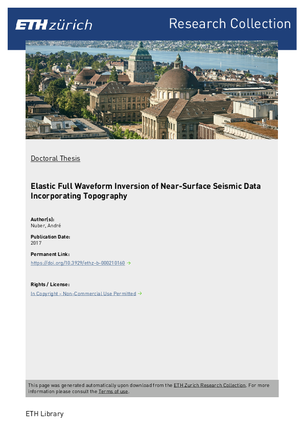 (PDF) Elastic Full Waveform Inversion of Near-Surface Seismic Data ...