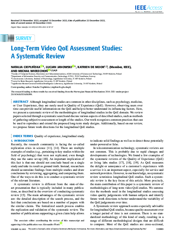 (PDF) Long-Term Video QoE Assessment Studies: A Systematic Review