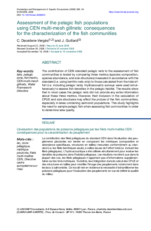 (PDF) Assessment of the pelagic fish populations using CEN multi-mesh ...