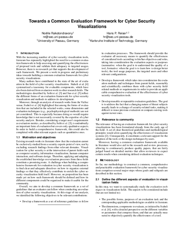 (PDF) Towards a Common Evaluation Framework for Cyber Security ...