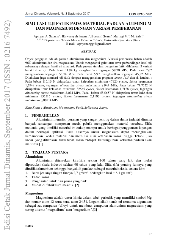 (PDF) Simulasi Uji Fatik Pada Material Paduan Aluminium Dan Magnesium ...