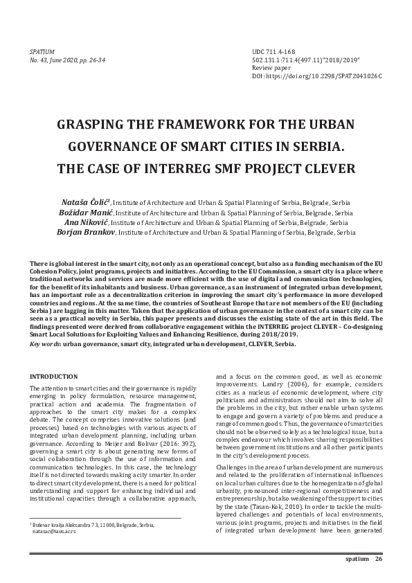 (PDF) Grasping the framework for the urban governance of smart cities ...