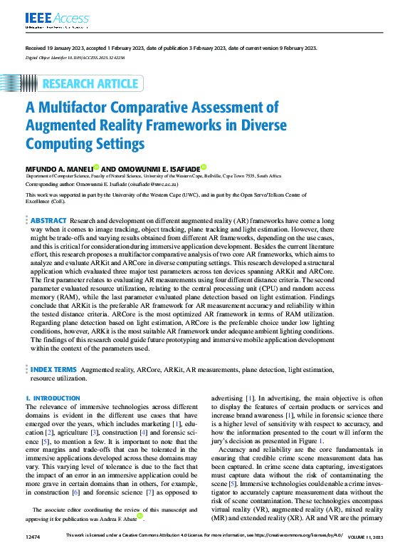 (PDF) A Multifactor Comparative Assessment of Augmented Reality ...