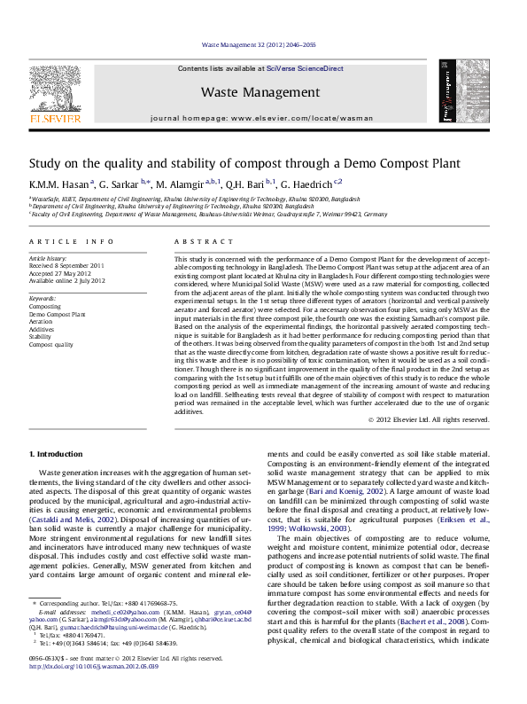 (PDF) Study on the quality and stability of compost through a Demo ...