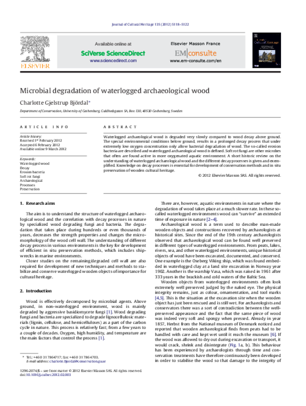 (PDF) Microbial degradation of waterlogged archaeological wood