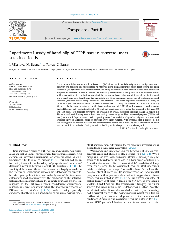 (PDF) Experimental study of bond-slip of GFRP bars in concrete under ...