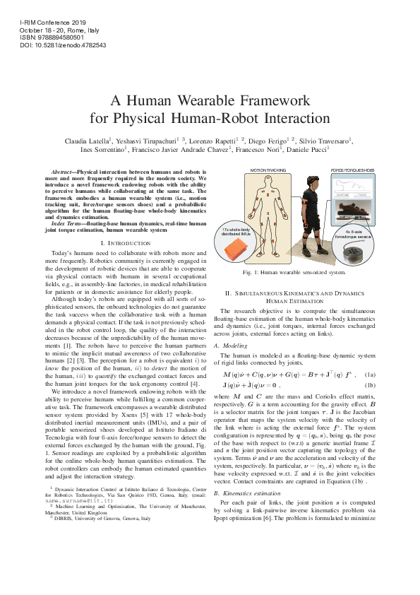 (PDF) A Human Wearable Framework for Physical Human-Robot Interaction