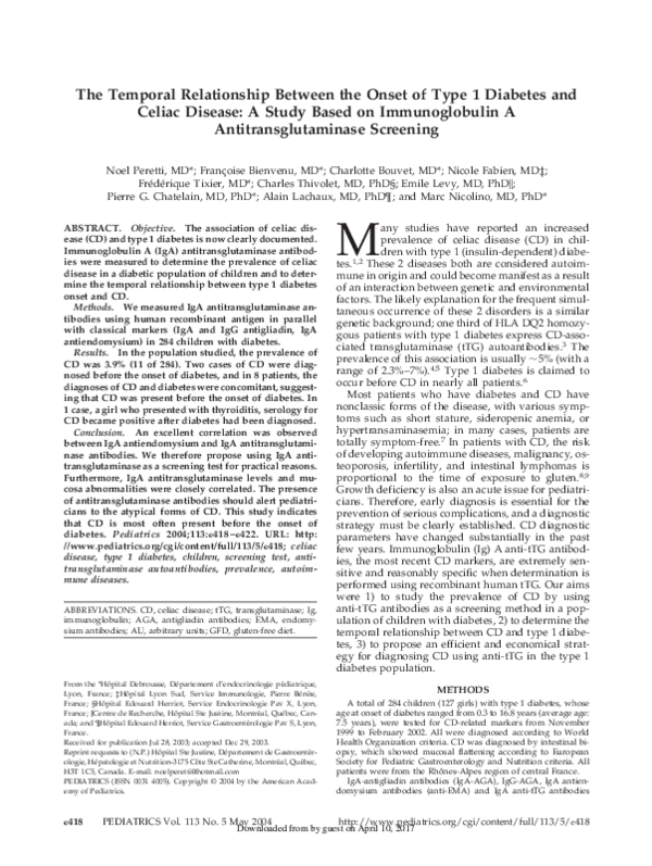 (PDF) The Temporal Relationship Between the Onset of Type 1 Diabetes ...