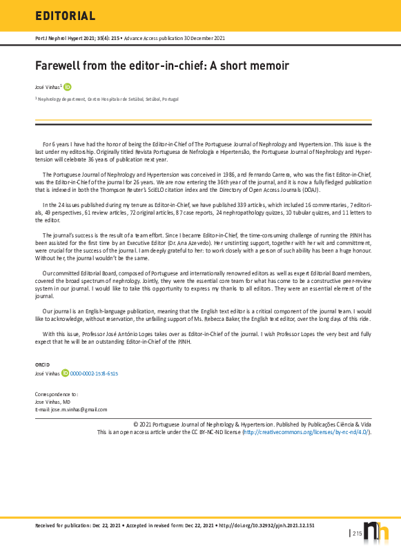 (PDF) Farewell from the editor-in-chief: A short memoir