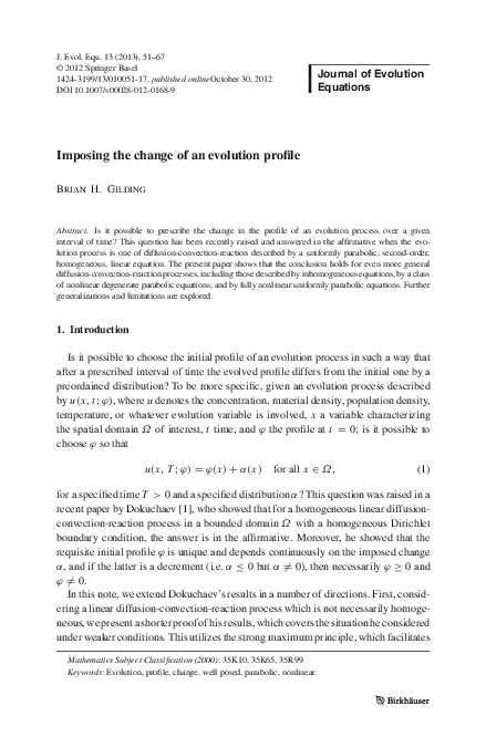 (PDF) Imposing the change of an evolution profile