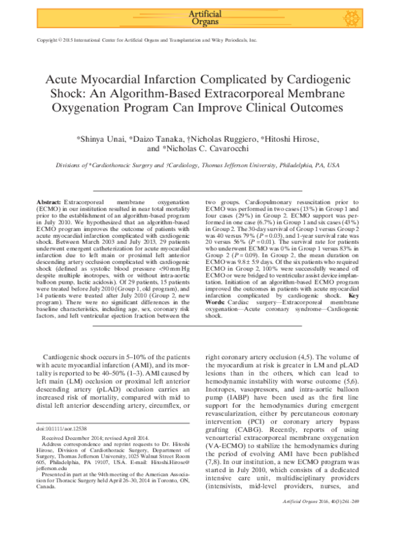 (PDF) Acute myocardial infarction complicated by cardiogenic shock ...