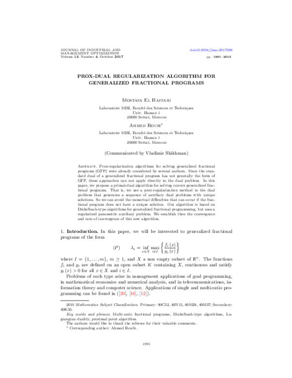 (PDF) Prox-dual regularization algorithm for generalized fractional ...