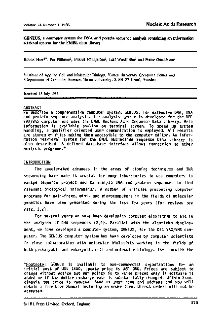 (PDF) GENEUS, a computer system for DNA and protein sequence analysis ...