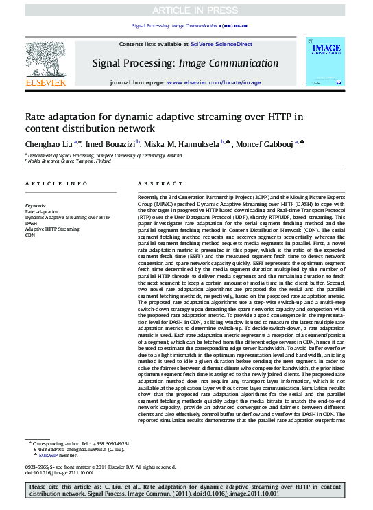 (PDF) Rate adaptation for dynamic adaptive streaming over HTTP in ...