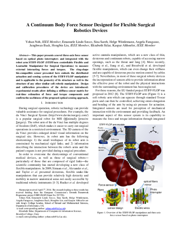 PDF) A continuum body force sensor designed for flexible surgical