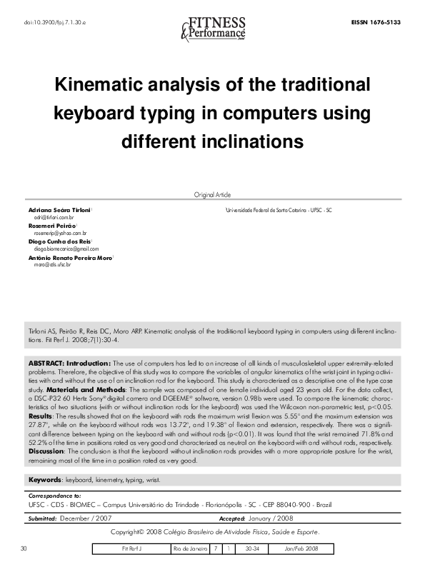 (PDF) Kinematic analysis of the traditional keyboard typing in ...