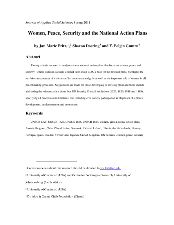 (PDF) Women, Peace, Security, and the National Action Plans