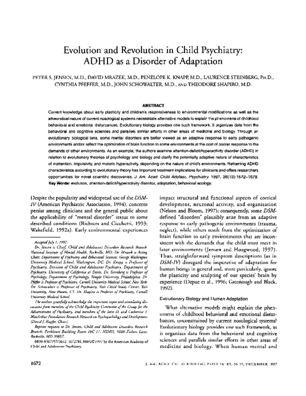 (PDF) Evolution and Revolution in Child Psychiatry: ADHD as a Disorder ...