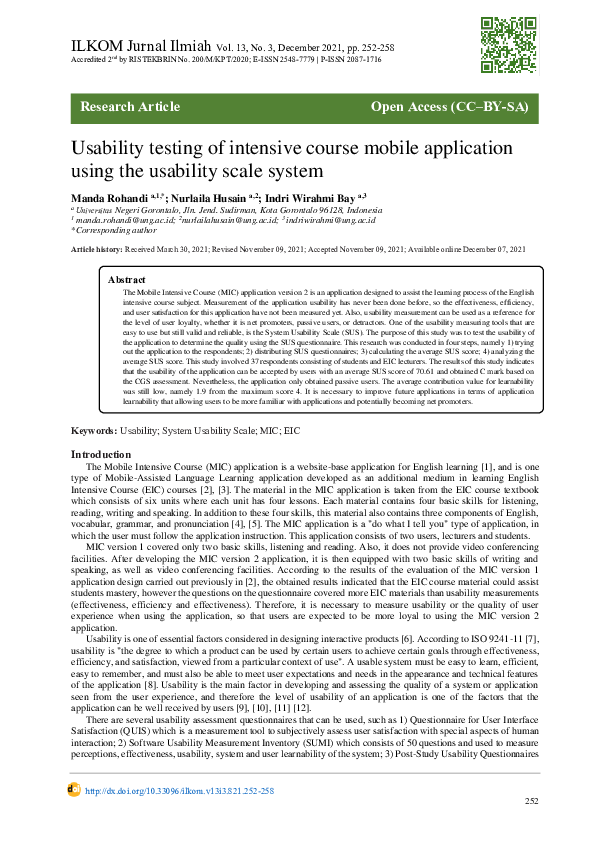 (PDF) Usability testing of intensive course mobile application using ...