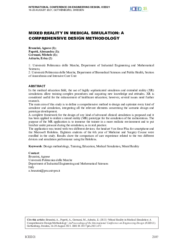 (PDF) Mixed Reality in Medical Simulation: A Comprehensive Design ...