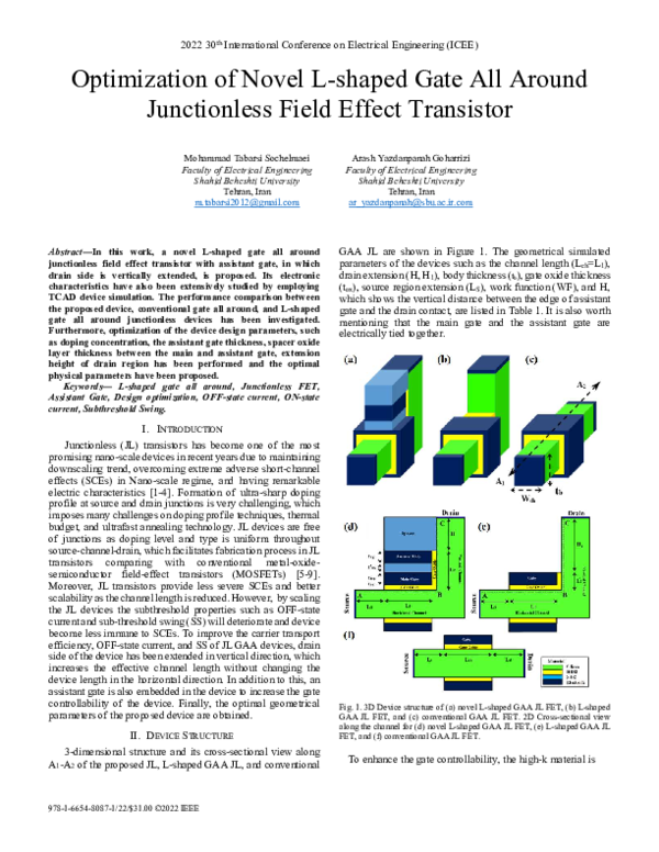 (PDF) Optimization of Novel L-shaped Gate All Around Junctionless Field ...