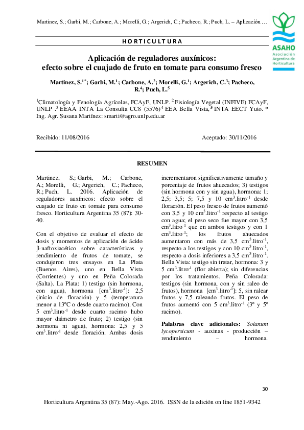 (PDF) Application of auxin regulators. Effect on fruit set in tomatoes ...